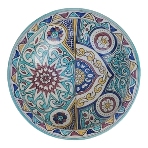 Moroccan Hand Painted Pottery Plate, Multi-Color