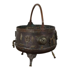 Antique 19th Century Chinese Bronze Ornate Cauldron Pot Planter Tripod