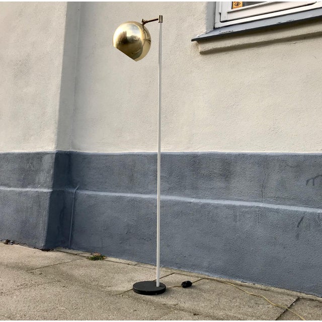 Gold Scandinavian Modern Floor Lamp with Brass Shade, 1970s For Sale - Image 8 of 9