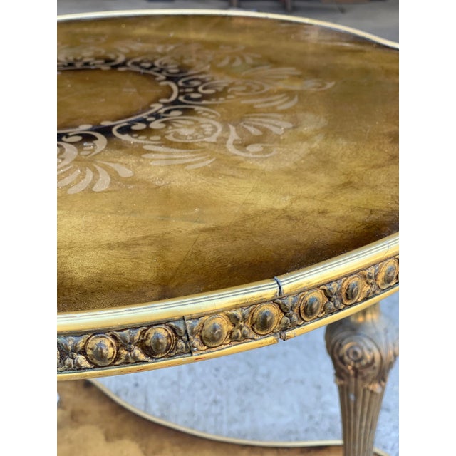 Vintage Italian Hollywood Regency Brass Gilded Glass Top End Table For Sale - Image 12 of 13