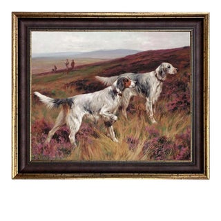 "Two Setters on a Grouse" Contemporary Reproduction Print on Canvas After Arthur Wardle, Framed For Sale