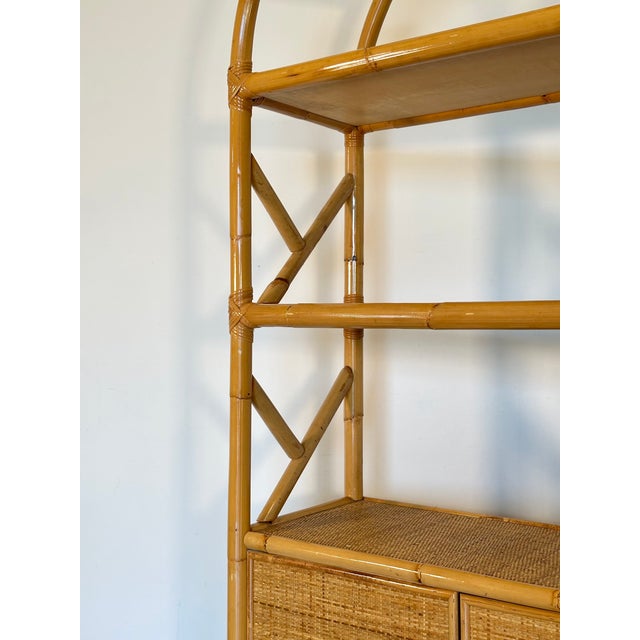 Tan Vintage Bamboo Bookcase, 1970s For Sale - Image 8 of 12
