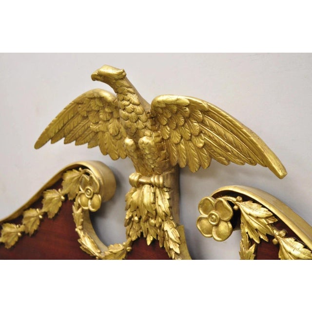 Antique American Federal Gilt Carved Overmantle Triple Mirror With Gold Eagle For Sale - Image 12 of 12