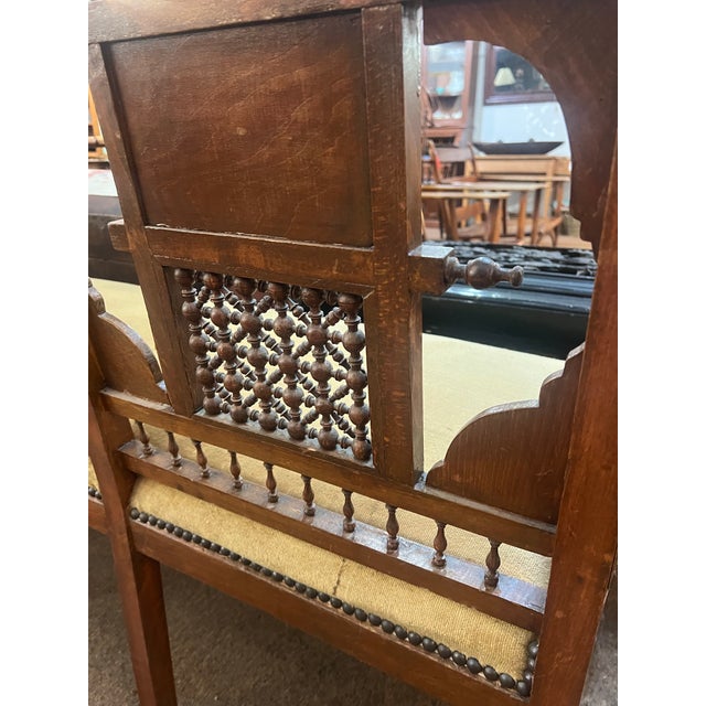 Islamic Antique Circa 1900 Syrian Inlaid Arabesque Sofa and Chair Set For Sale - Image 3 of 16