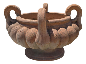 Italian Lobed Terracotta Krater with Handles, 1950