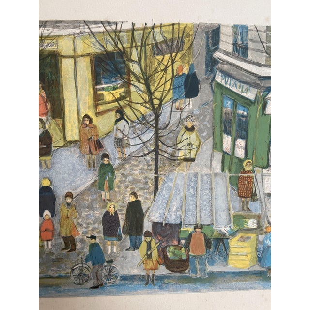 Nathalie Chabrier, A Market in Paris, 1980s, Lithograph, Framed For Sale - Image 4 of 8