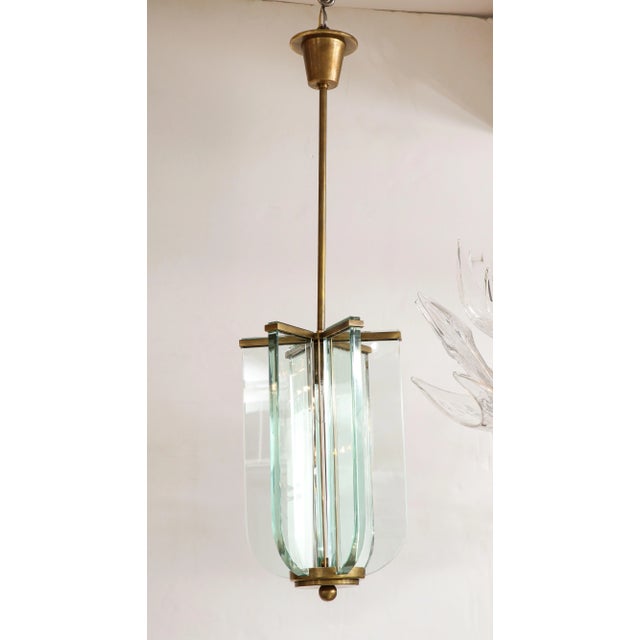 Fontana Arte Attributed Brass And Glass Pendant For Sale - Image 10 of 12