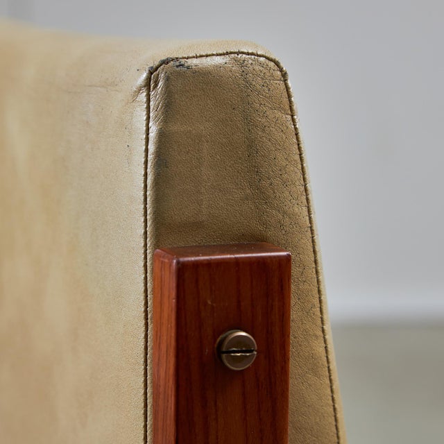 Angular Teak and Leather Chair with Copper Details, 1970s For Sale - Image 17 of 18
