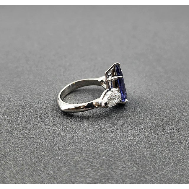 5.09 Ct Gia Certified Nh Color Change Sapphire & Diamond Ring Size 6.5 For Sale - Image 9 of 14