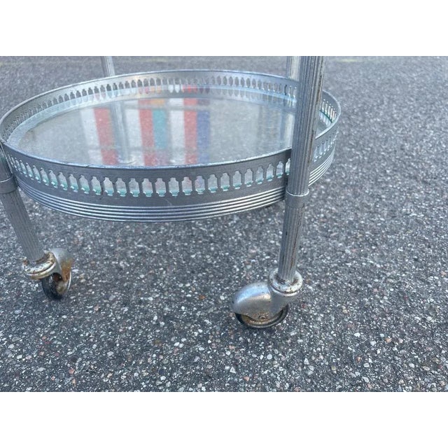 Metal French Metal and Glass Bar Cart, 1944 For Sale - Image 7 of 8