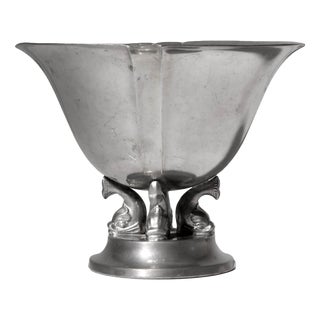 Art Deco Pewter Dolphin Bowl from GAB, Sweden, 1935 For Sale