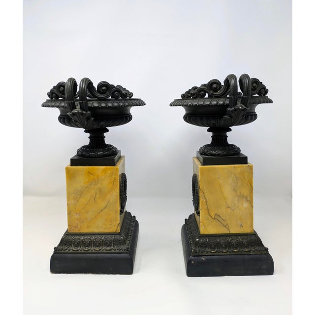 Pair of 19th Century French Grand Tour Bronze & Sienna Marble Tazze For Sale In Portland, OR - Image 6 of 8
