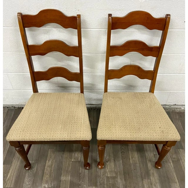 French Vintage Broyhill French Style Ladderback Dining Chairs - Pair For Sale - Image 3 of 11