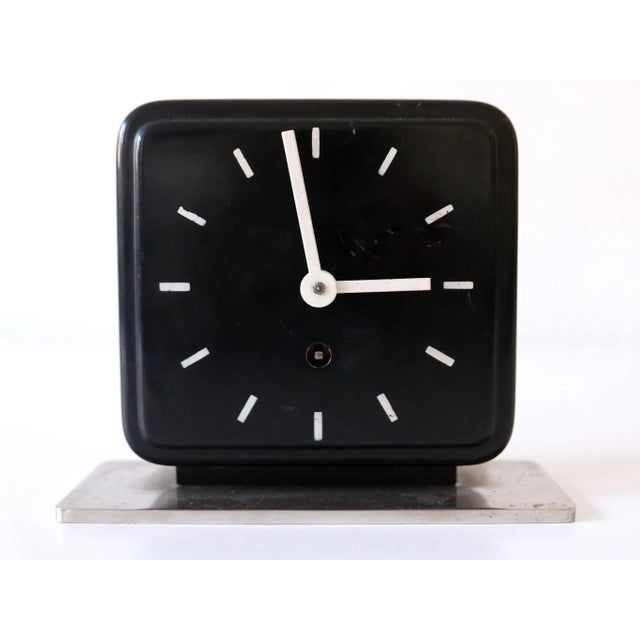 Black Bauhaus Table or Desk Clock by Marianne Brandt for Ruppelwerk Gotha Germany, 1932 For Sale - Image 8 of 17