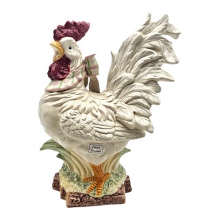 Kaldun & Bogle Large Hand-Painted Ceramic Rooster Figurine, Country Farmhouse Style For Sale