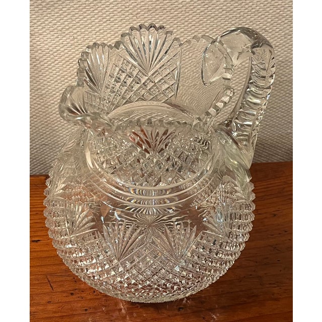 Antique Late 19th Century American Brilliant Glass Cut Crystal Water Pitcher for the Dining Table or Bar For Sale - Image 11 of 18
