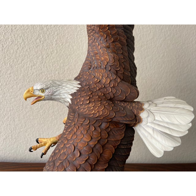 Hutschenreuther China Gunther Granget Hutschenreuther Freedom in Flight Porcelain Bald Eagle Figurine For Sale - Image 4 of 13