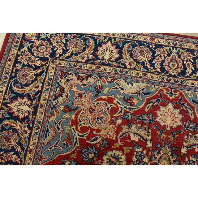 Textile Najafabad Rug 7’8” X 10’11” Red Wool Vintage Traditional Hand-Knotted Carpet For Sale - Image 7 of 15