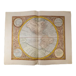 17th Century Hand Colored Map of Western Hemisphere America Sie India Nova by Michael Mercator