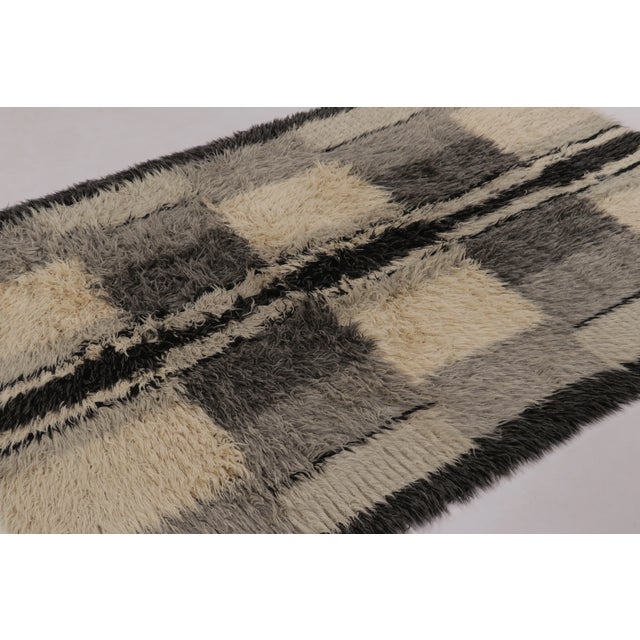 Rug & Kilim Vintage Swedish Scandinavian Style Shag Wool Rug by Rug & Kilim For Sale - Image 4 of 8