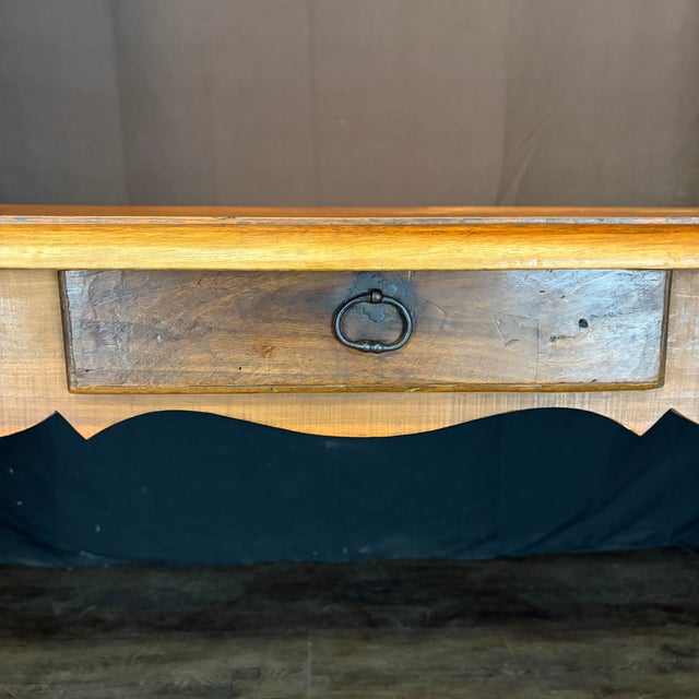 19th Century French Louis XV Walnut Farmhouse Table With Single Drawer For Sale - Image 4 of 11