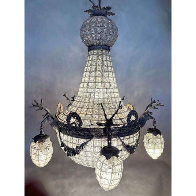 Charcoal 1980s French Louis XVI Charcoal Bronze Chandeliers - Pair For Sale - Image 8 of 18