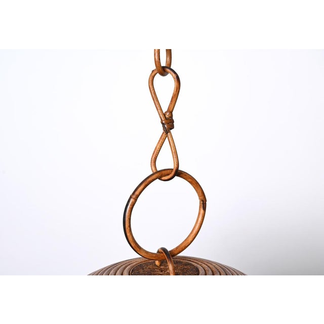 Mid-Century French Riviera Hanging Lamp in Bamboo and Rattan, 1960s For Sale - Image 16 of 18