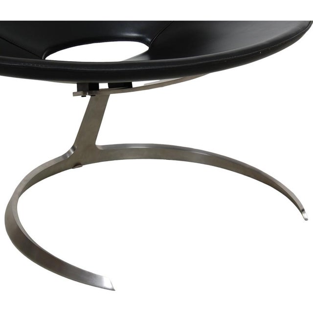 Animal Skin Scimitar Chair in Black Leather by Fabricius and Kastholm, 1980s For Sale - Image 7 of 15