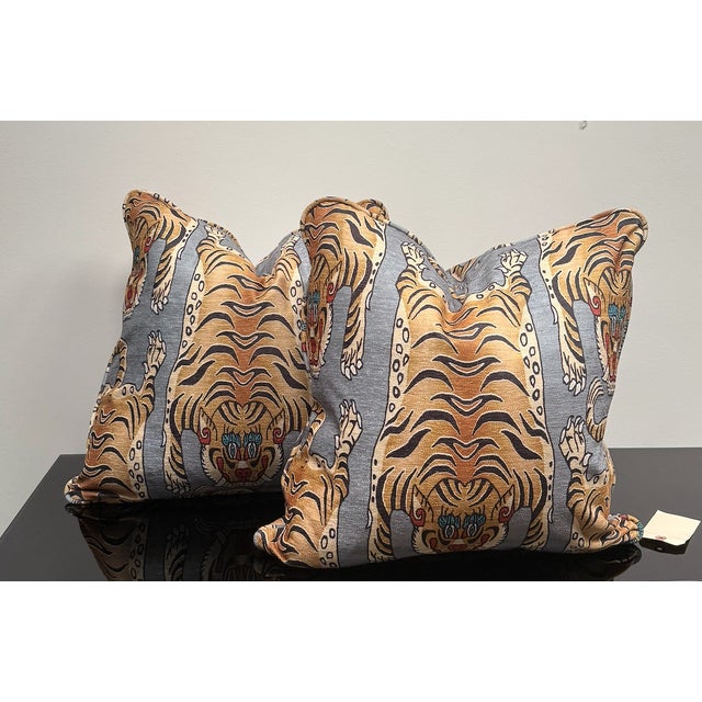 Pair of Pillows With Tiger Motif For Sale - Image 4 of 13