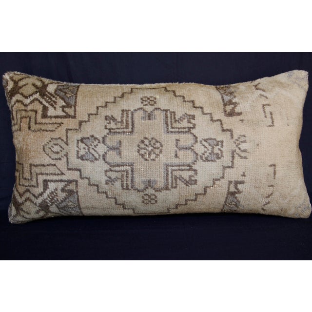 Textile Turkish Handwoven Rug Lumbar Pillow Cover -16'' X 32'' For Sale - Image 7 of 11