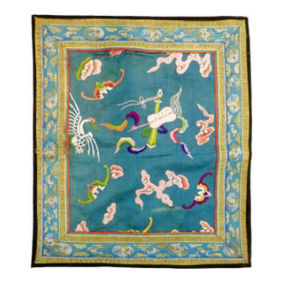Chinese Silk Embroidery Bats and Crane Circa 1920 For Sale