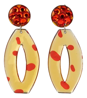 Dangle Lucite Jeweled Clip Earrings Orange and Champagne - 2 Pieces