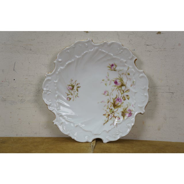 White 6 Antique Porcelain Embossed Floral Scalloped Dessert Salad Plates 8" For Sale - Image 8 of 12
