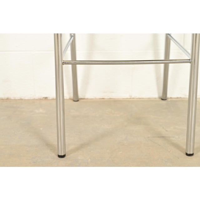 Steelcase Coalesse Modern Leather and Chrome Bar Stools, Pair For Sale - Image 9 of 14