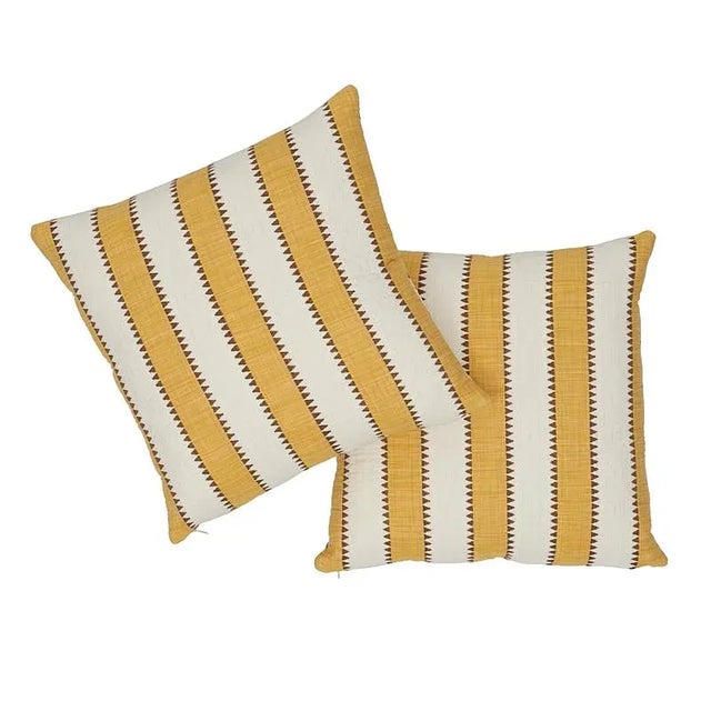 Schumacher Schumacher Isolde Stripe 20" Pillow in Yellow For Sale - Image 4 of 6