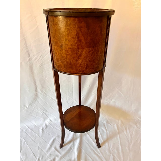 Antique Burl Wood Edwardian Plant Stand W/Copper Insert For Sale - Image 17 of 18