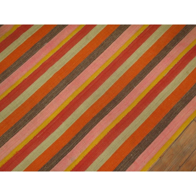 Vintage Turkish Striped Kilim - 6'3" x 9'3" For Sale - Image 4 of 6