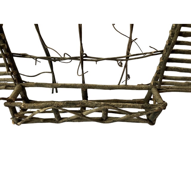Handmade Rustic Willow Wall Pocket With Shutters & Grapevine Trellis For Sale In Jacksonville, FL - Image 6 of 11