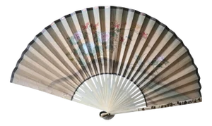 Large Japanese Fan with Lacquered Bone Guards