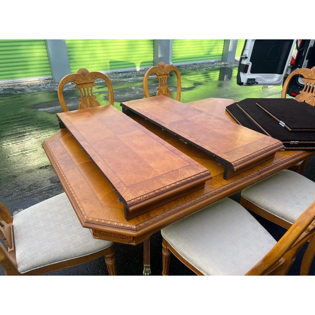 Vintage Wood Dining Table and Six Dining Chairs For Sale - Image 11 of 13