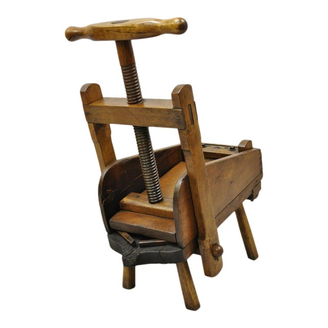 Antique 19th C Handmade Solid Wood French Wooden Grape Wine Olive Press