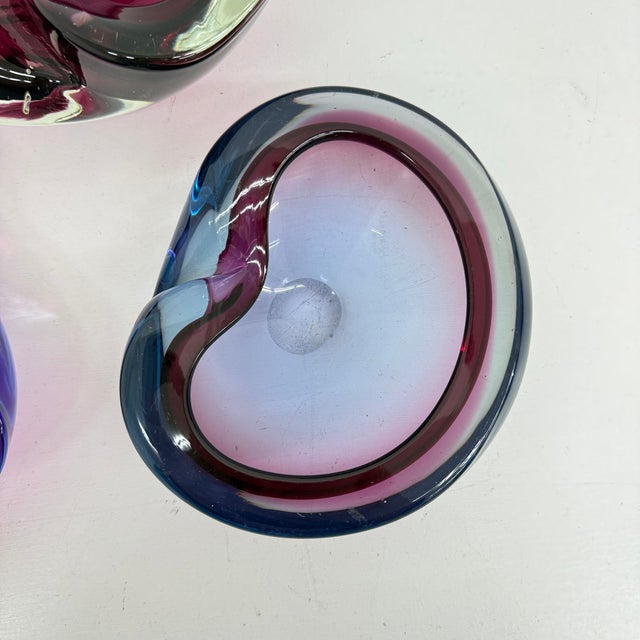 Pink Sommerso Murano Glass Bowls, 1970s, Set of 3 For Sale - Image 9 of 18