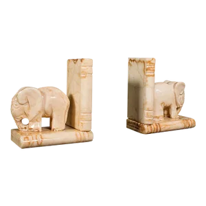 Pair of Antique Elephant Bookends, African, Milk Onyx, Book Rest, Victorian