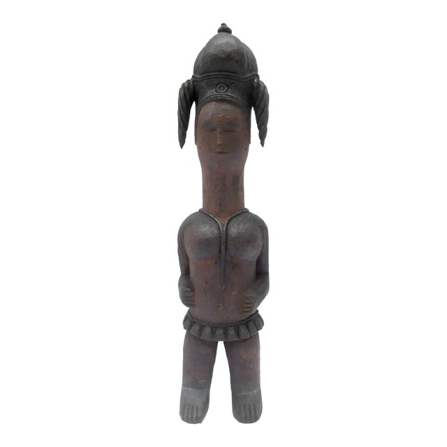 Early 20th Century Tribal Wood Carved Statue For Sale