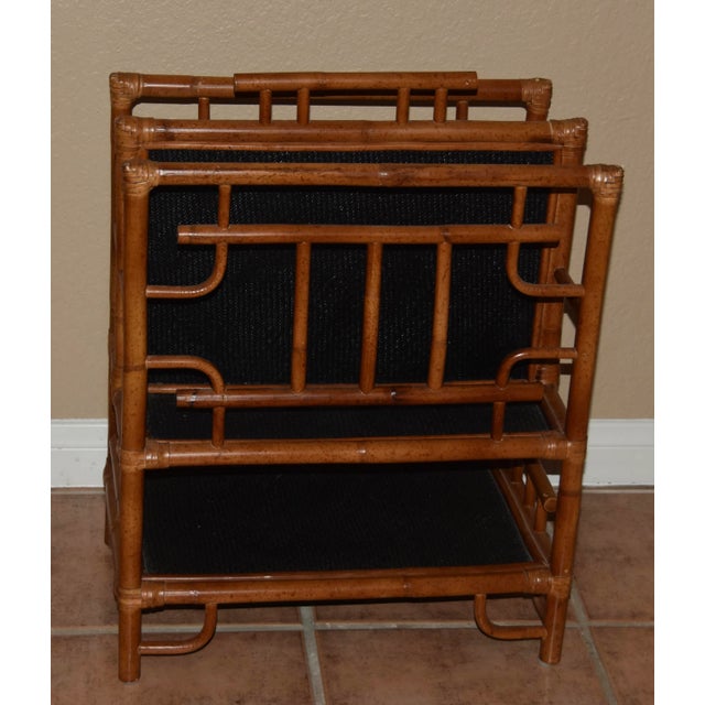 Rattan Pagoda Chinoiserie Bamboo Magazine Rack Book Stand Great City Traders For Sale - Image 12 of 12