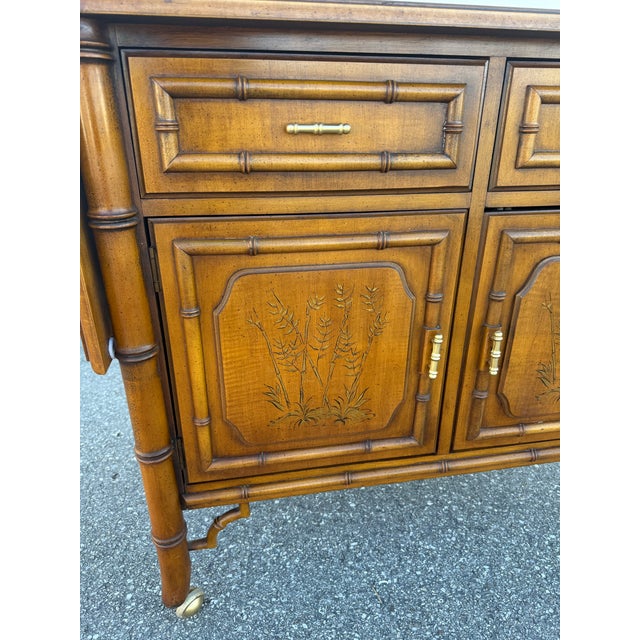 Brown Dixie Furniture Aloha Faux Bamboo Server Bar For Sale - Image 8 of 11