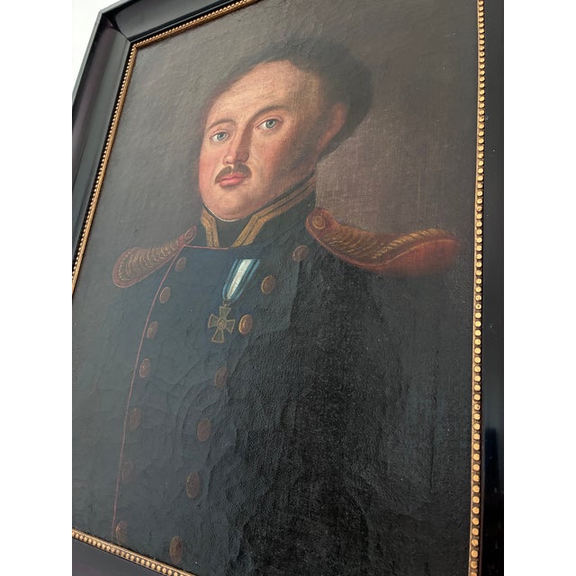 Portraiture Antique Original Oil Painting of an Officer, Large Gentleman Portrait Painting For Sale - Image 3 of 11