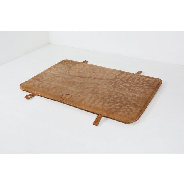 Brown Vintage Industrial Gym Mat in Thick Cow Leather, Belgium, 1930s For Sale - Image 8 of 10
