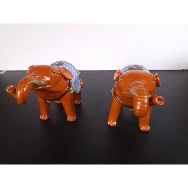 Early 20th Century Chinese Porcelain Auspicious Elephant Pair For Sale - Image 5 of 10