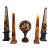 Collection of Faux Tortoise Shell Obelisks and Paper Machè Decorative Sphere For Sale